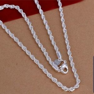 .925 sterling silver rope chain 20" 3mm